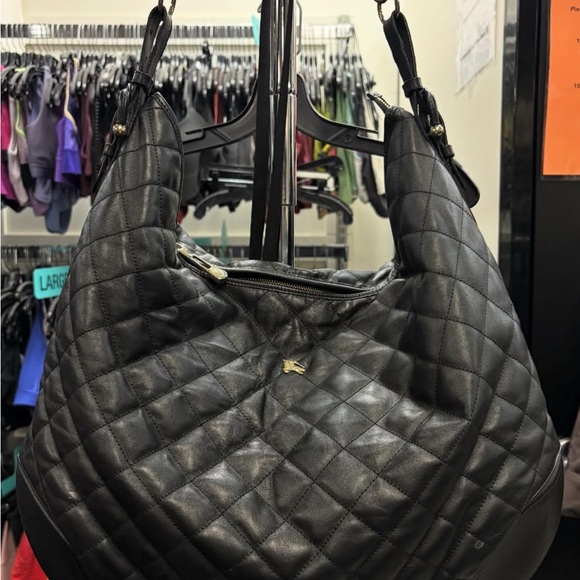 Burberry Black Hoxton Quilted Leather Hobo Bag
